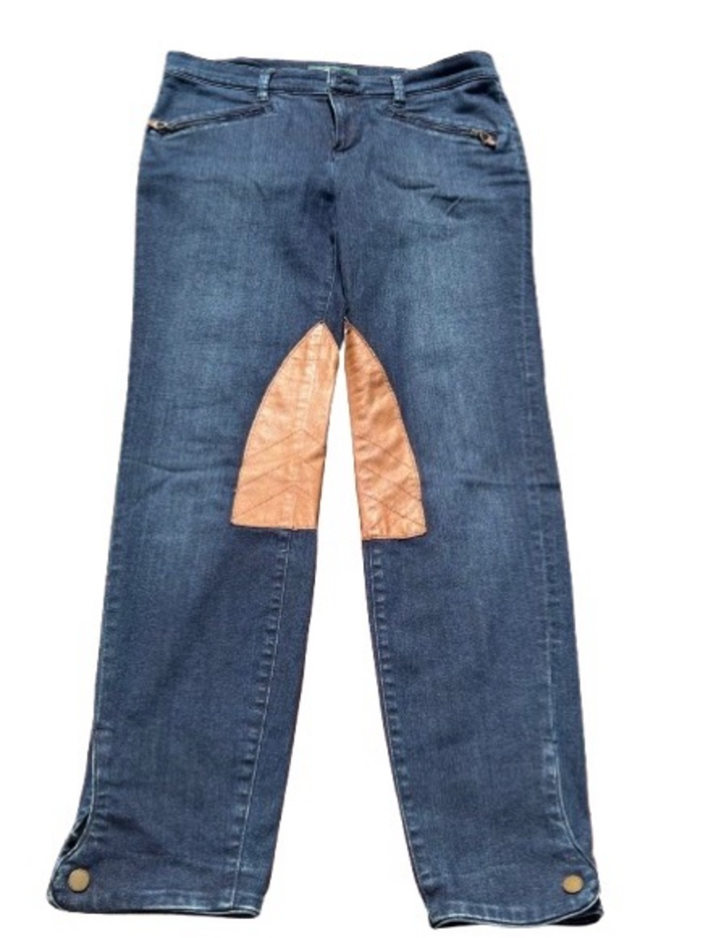 Lauren Ralph Lauren Dark Denim Equestrian Riding Breeches/Leather Patches. Sz-10